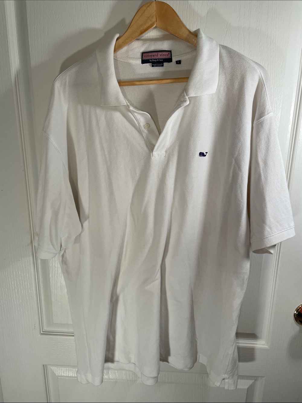 Vineyard Vines 100% Cotton Men's White Polo with Navy Whale Logo